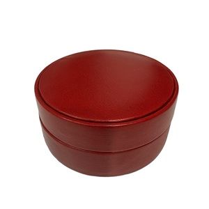 Cole Haan Round Red Leather Jewelry Box, GUC